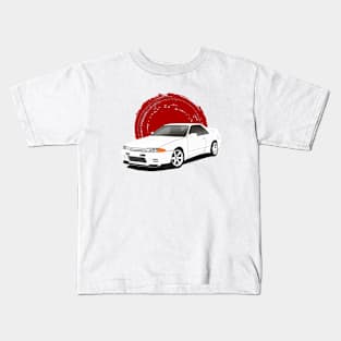 White Nissan Skyline GT-R r33 Kids T-Shirt